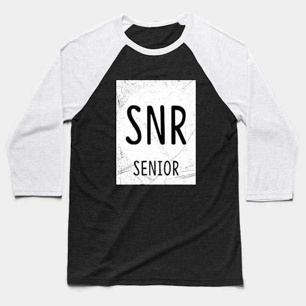 Snr Senior Chemistry Periodic Table Funny Science designs Baseball T-Shirt by Science Puns